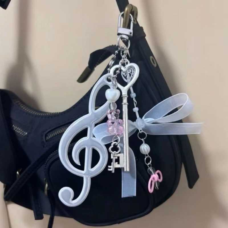 Creative Bowknot Keychain Music Note Pendant Resin Texture Suitable for Music Lovers and Cartoon Enthusiasts Present XJ250602