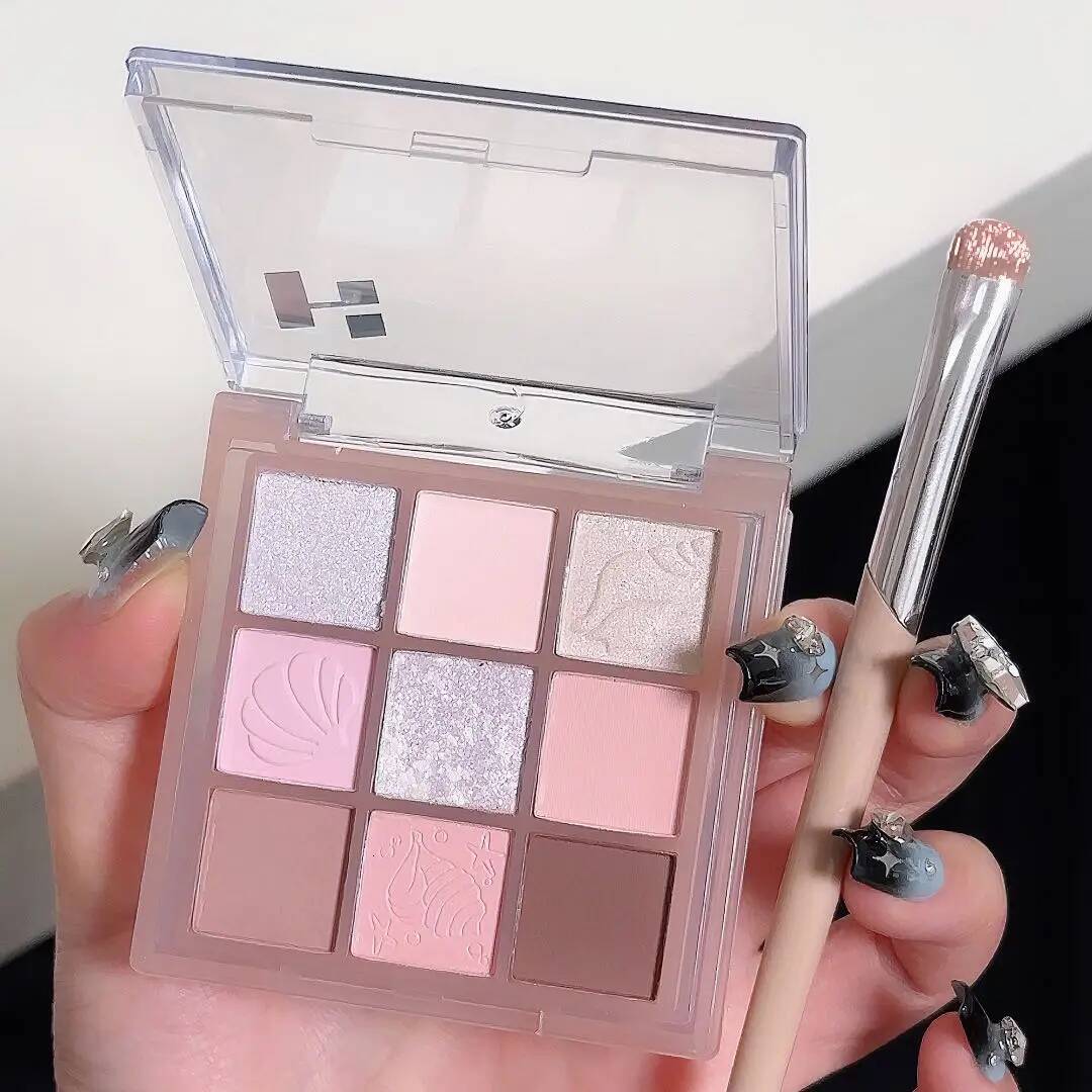 DIKALU New Shell Nine Color Eyeshadow Plate Powder Purple Low Saturation Earth Blush High Light Lying Silkworm Brightening Compr