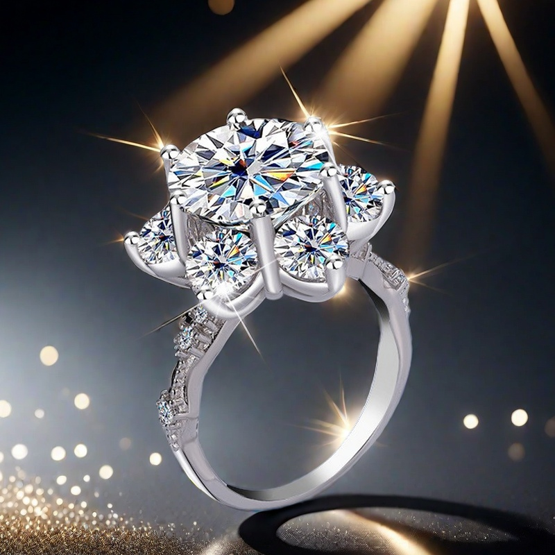 5CT D color VVS1 Moissanite crown star girl ring S925 sterling silver ultra-shiny classic fashionable personalized colorful proposal birthday annivers