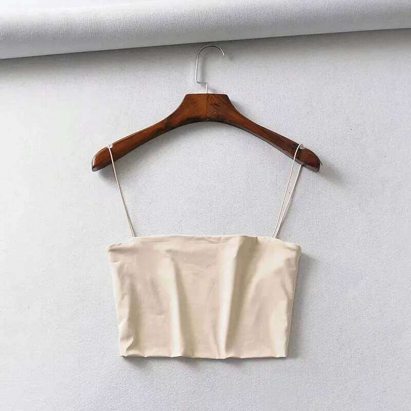 Women Spaghetti Strap Top Sleeveless Basic Cami Shirts Streetwear Crop For Teen Girl Tops Yoga Tank