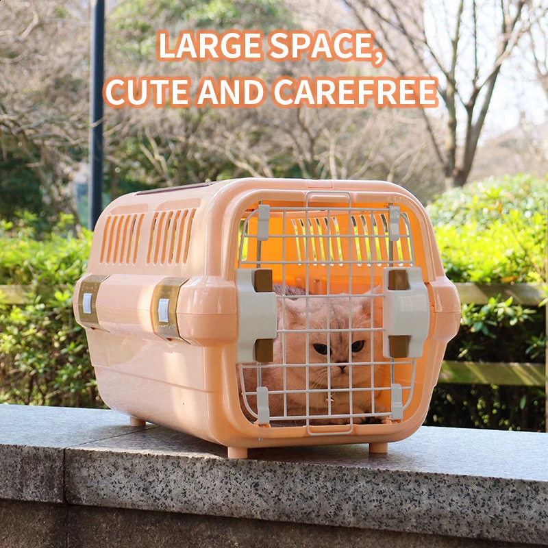 Outdoor Portable Cat Box Large Capacity Pet Aviation Box Cats Transport Cage Breathable Solid For Dog Cat 250526