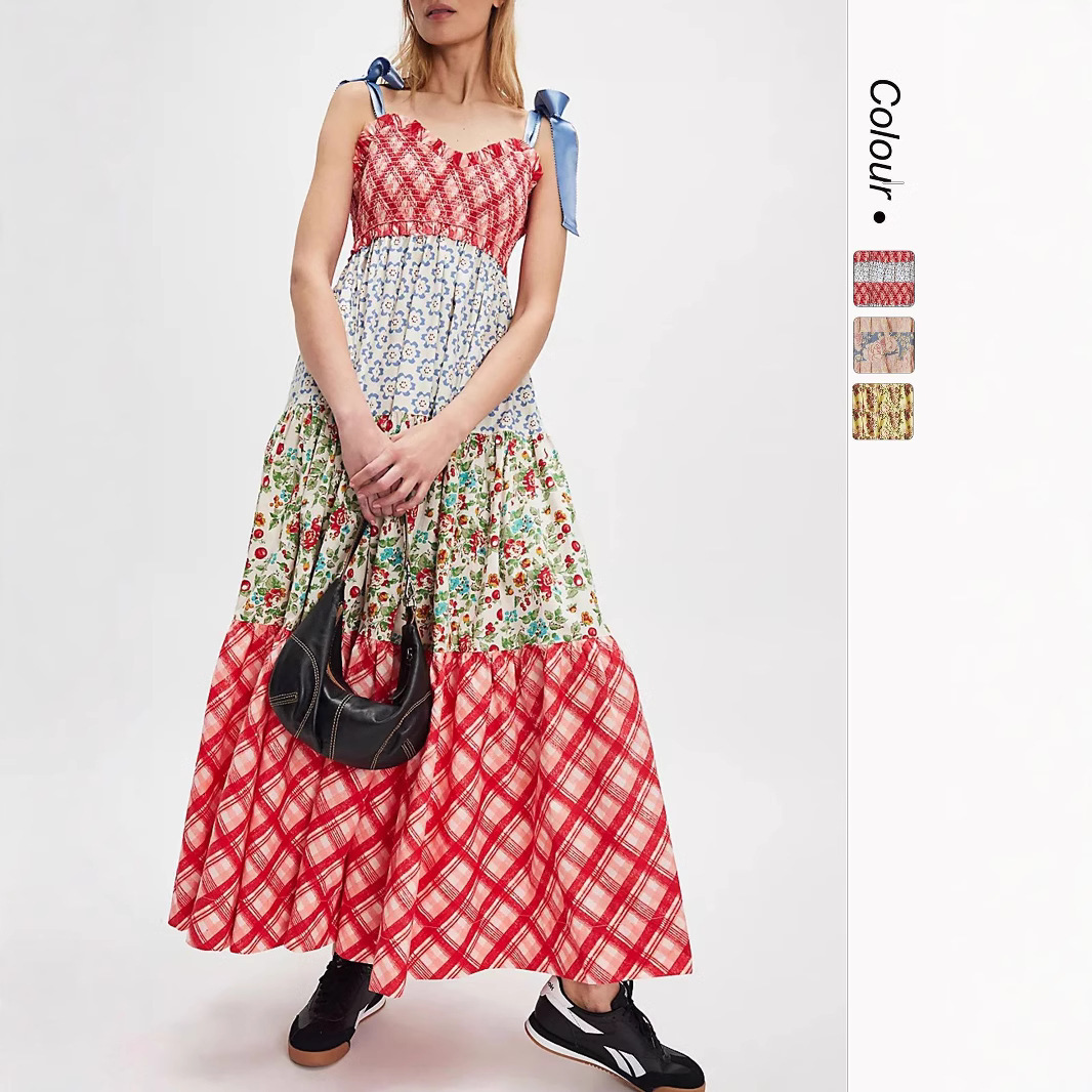 women's wear 25 Summer New French Style Fashion Slim Fit Women's Printed Strap Dress - 68632