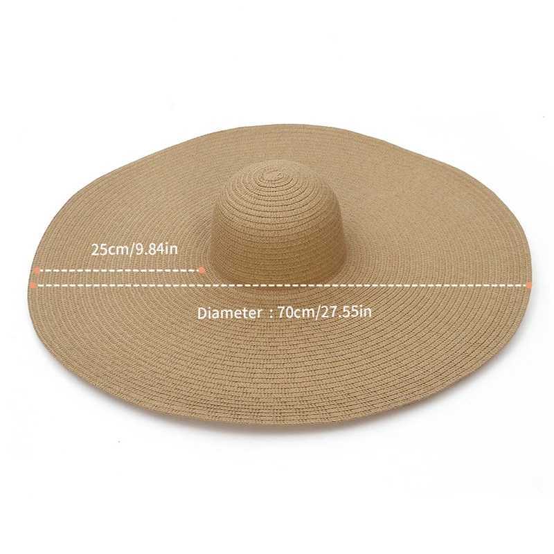 GEMVIE Oversized Straw Hat For Women Wide Brim Summer Sun Hat Packable Large Paper Beach Hat 2022 New Fashion W250602