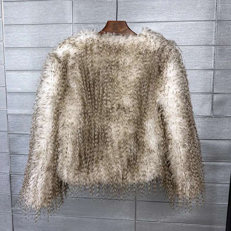Faux Korean Style Women's Short Winter Fake Cropped Fluffy Jacket Artificial Fur Coat