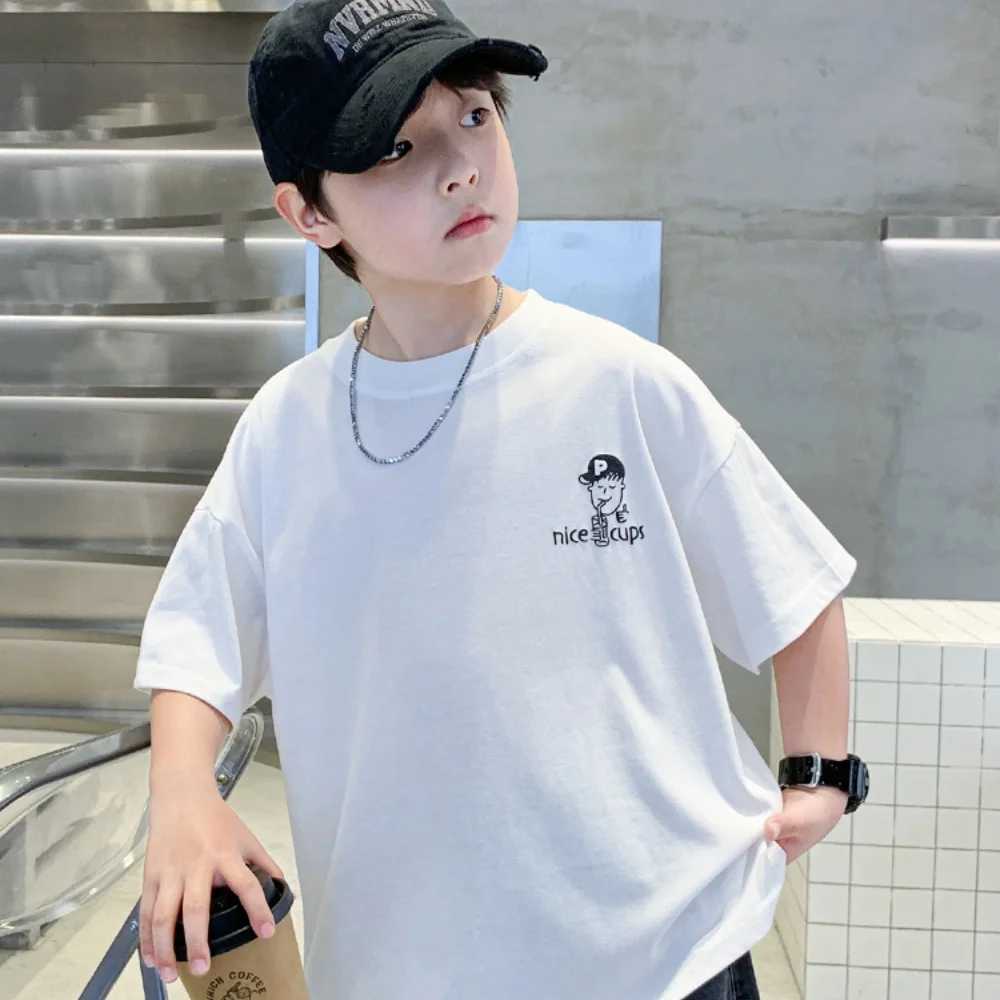 2025 new style for boys girls and children white cotton short-sleeved T-shirts for mid-sized children summer top loose t-shirt T250603
