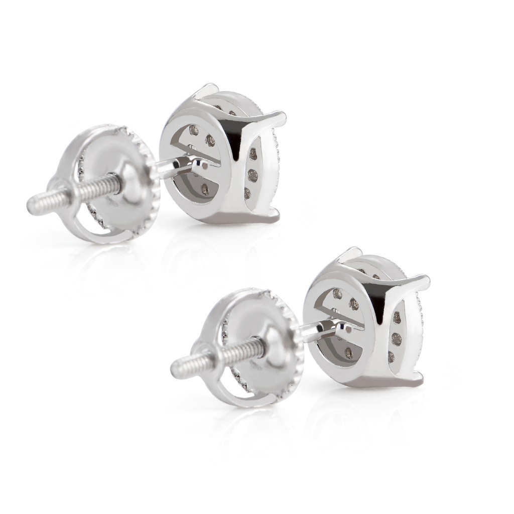 Hip hop earrings for men with micro inlaid Moissanite circular minimalist mens S925 silver earrings for hip-hop accessories Mozambique earrings