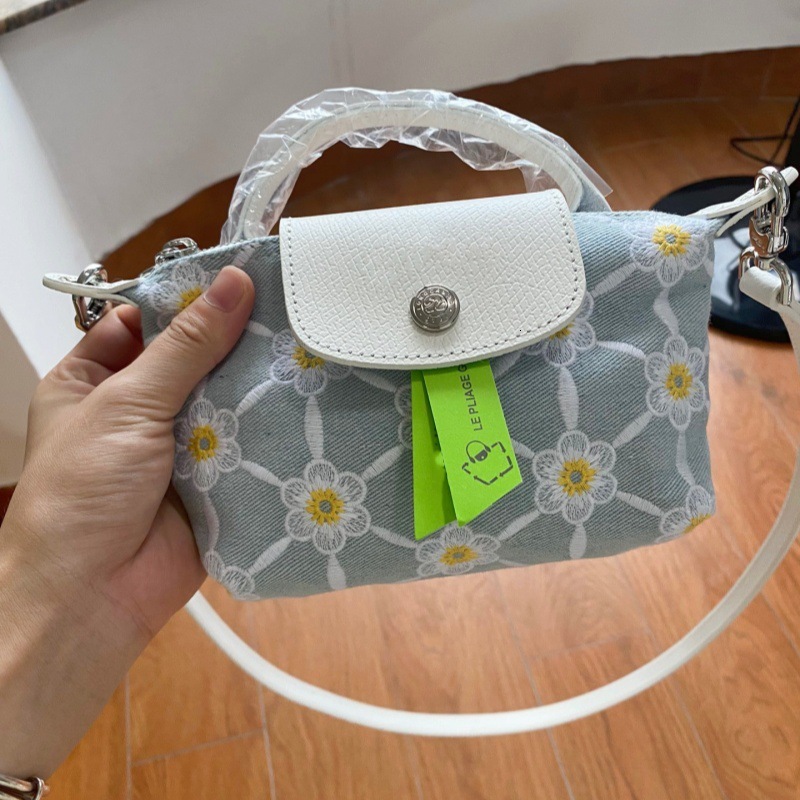 Top quality Brand High Quality New Style High-Quality New Floral Denim Mini Handbag Crossbody Bag Single Handle Dumpling Bag Box New Free Delivery Des