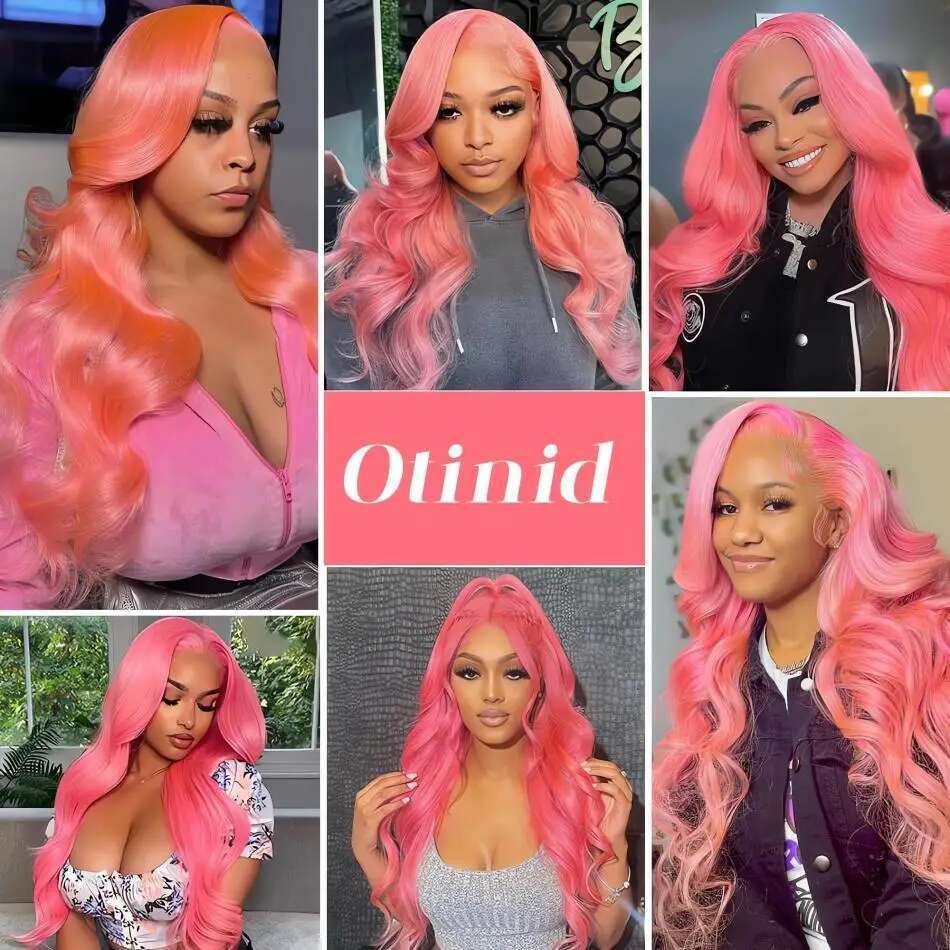 Pink Body Wave Colored HD Frontal Wig 13x6 13x4 Brazilian Transparent 30 38 Inch Human Hair For Women Lace Front Wigs