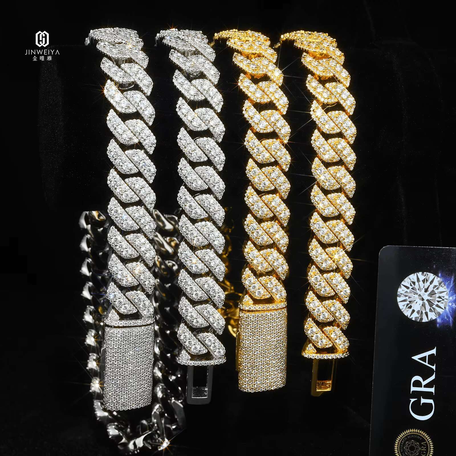 Dropshipping Products 2025 S925 Silver 15Mm Miami Cuban Chain Moissanite Gold Chain Men
