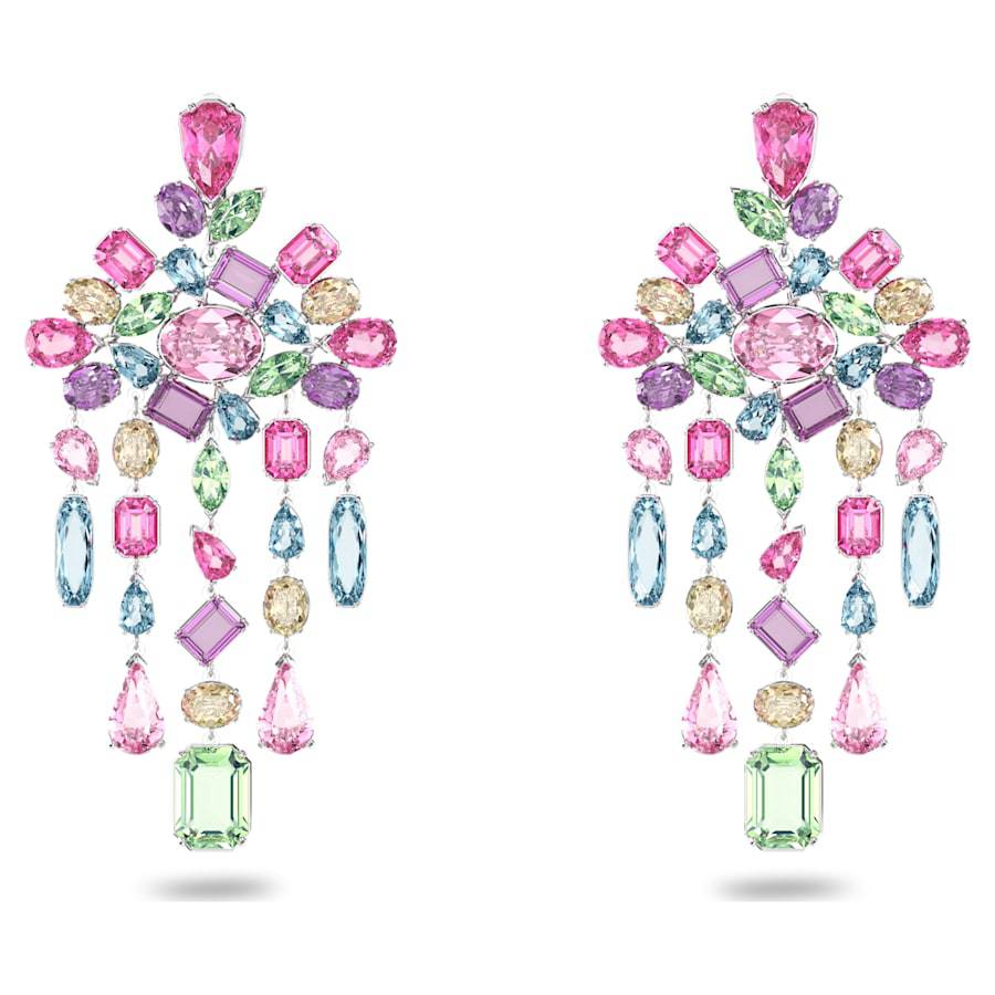 2025 summer new sweet flower designer earrings for women big circle drop tassel pink blue colorful crystal earring earings ear rings wedding party jewelry