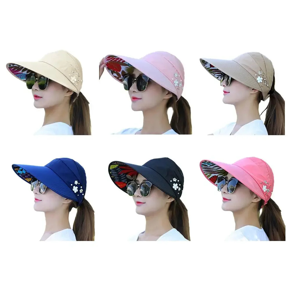 Fashion Womens Ladies Summer Vacation Wide Brim Foldable Sun Hat AntiUV Beach Visor Caps Casual Hats 250530