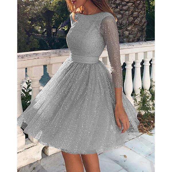 Summer New Women's Fashion Long Sleeve High Waist Cocktail Party Evening Dress B5