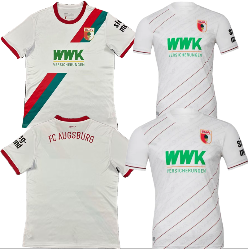 24 25 26 FC Augsburg Soccer Jersey-Polyester Breathable BELJO MAIER GOUWELEEUW BREITHAUPT OXFORO GUMNY DEMIROVIC Quick Dry Short Sleeve Uniforms Men kids kit