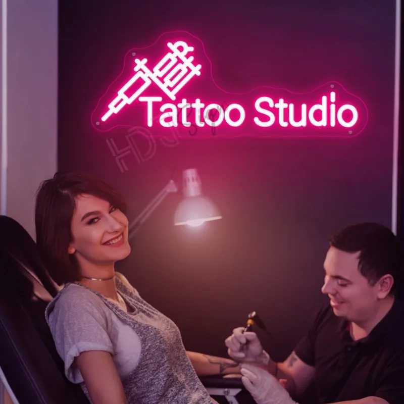 Tattoo Time Neon Light Tattoo Salon Studio Home Wall Art Decor Room Decoration LED Sign Signboard Tattoo Shop LED Light SignXJ250602