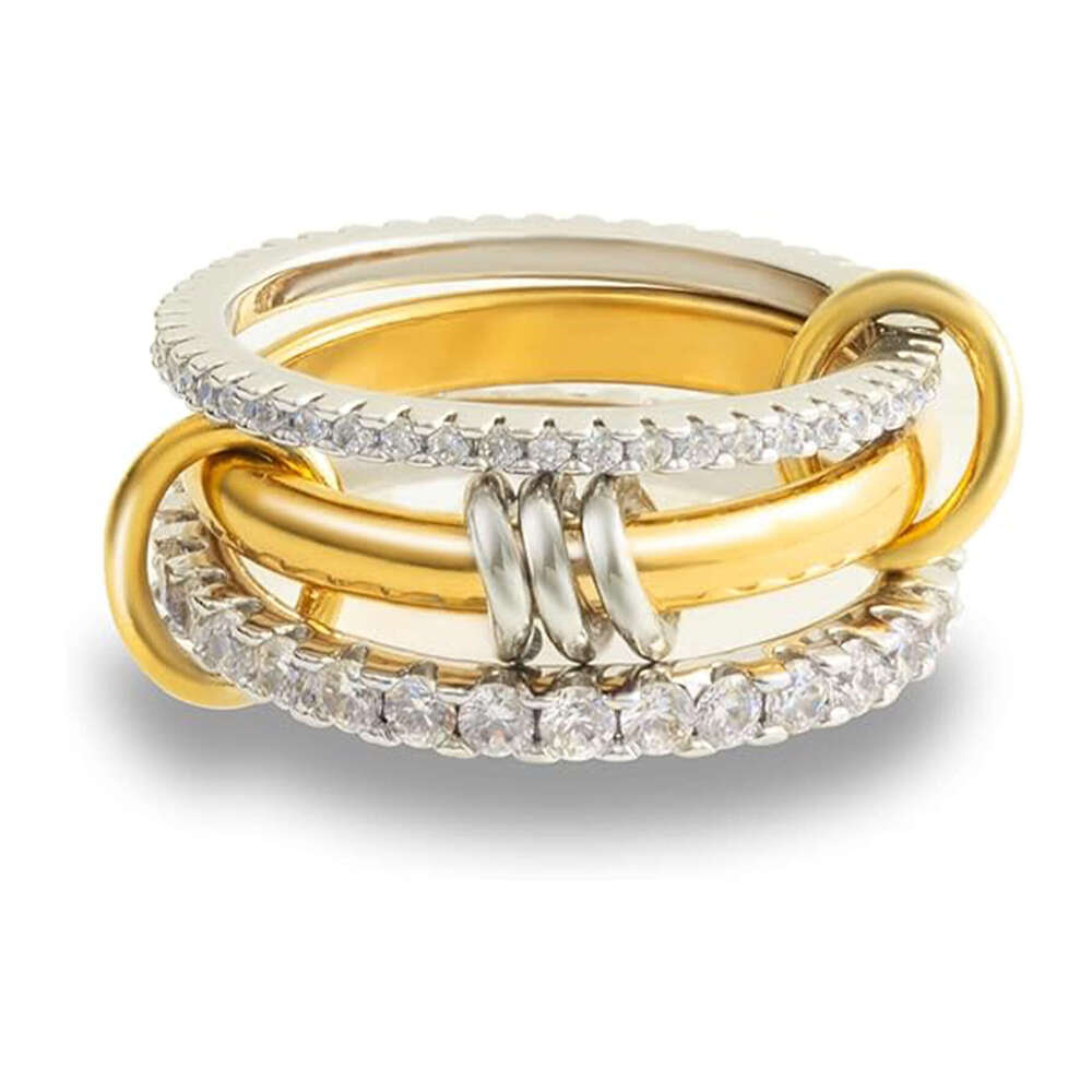 Rings Exquisite Stackable Electroplated Plated Rhinestone Rings, Women's Gold Ring Set