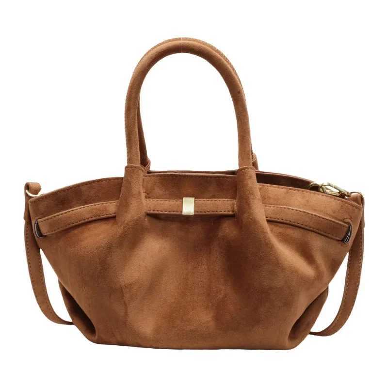 Vintage Faux Suede Womens Small Tote Bag Fashion Design Ladies Shoulder Crossbody Bags Retro Matte Female Purses and Handbags W250602