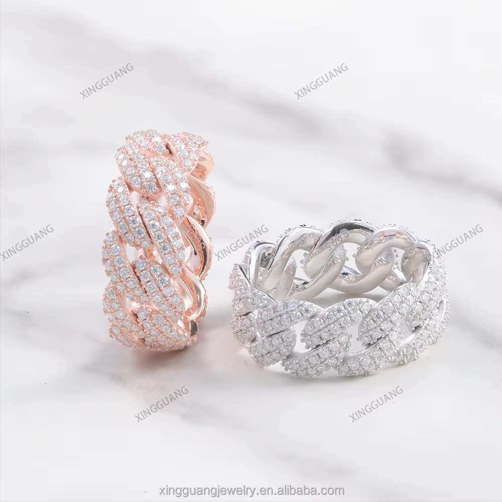 RTS Hiphop Jewelry Diamond Rings 925 Sterling Silver Gold Plated VVS Moissanite Ring Fine Jewelry Rings for Men Women