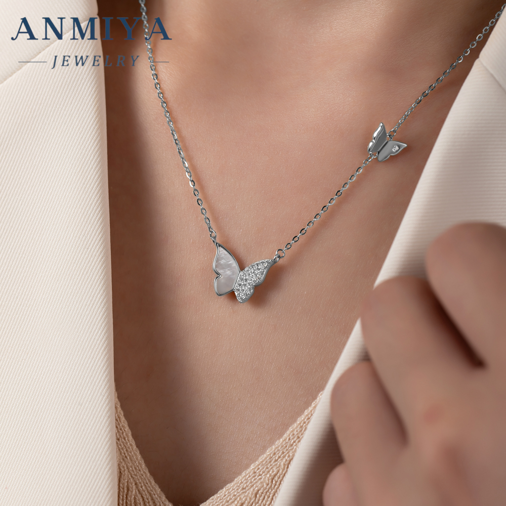 Factory Wholesale New Luxury Single Chain 925 Sterling Silver Fine Double Butterfly Jewelry Necklaces