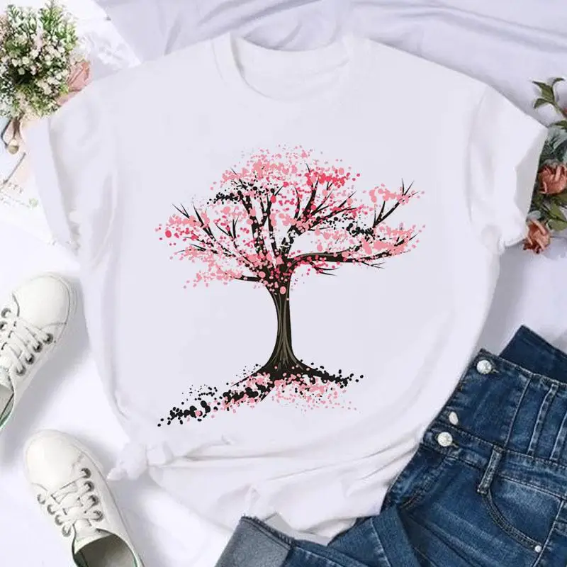 Short Sleeve Butterfly Bow Sweet Flower Fashion Summer Women Print Designer T Shirt Female Casual Top Tshirts Cartoon Graphic Tee T-Shirt
