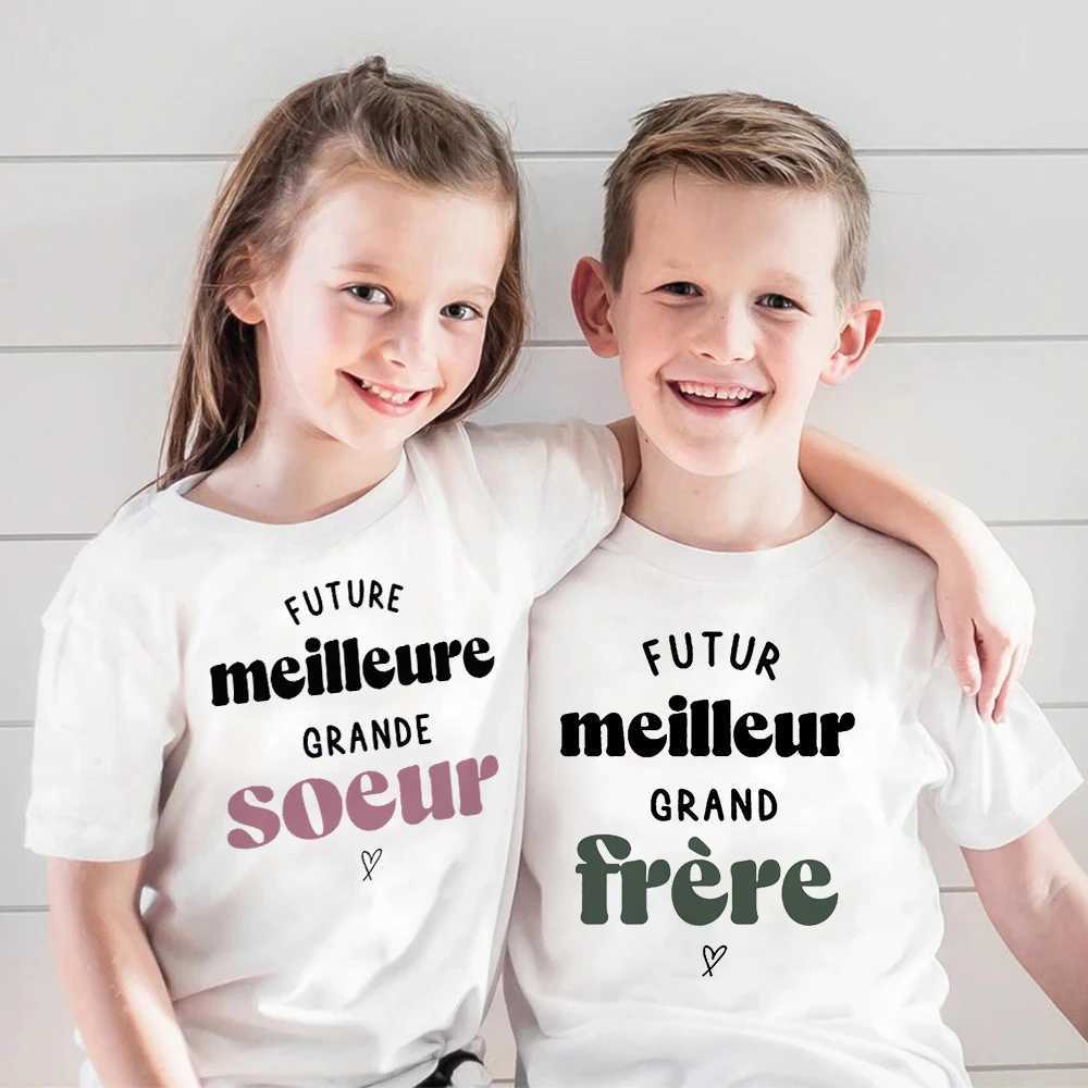 Future Big Sister Big Brother Friend Print Shirt Baby Announcement T-shirt Boys Girls Short Sleeve Shirts Kids Summer Tee Tops T250603