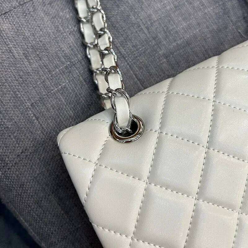 Niche Tweed Style Cow Leather Arggyl Chain Versatile Fashionable Underarm Single Shoulder Bag For Women