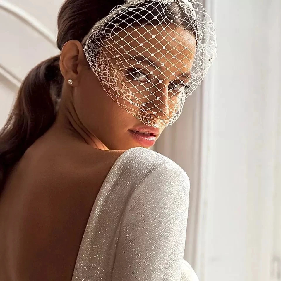 JM06 Handmade Birdcage Veil Rhinestone Headband Fascinator Hat Vintage Wedding Bridal Headpiece Hairbands Party Hair Accessories 250530