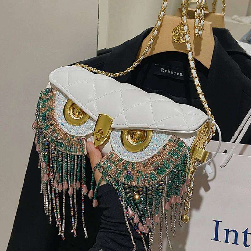Cute Owl Bags for Women 2024 New Designer Handbag Fashion Tassel Crossbody Leather Animal Print Shoulder Bag Woman