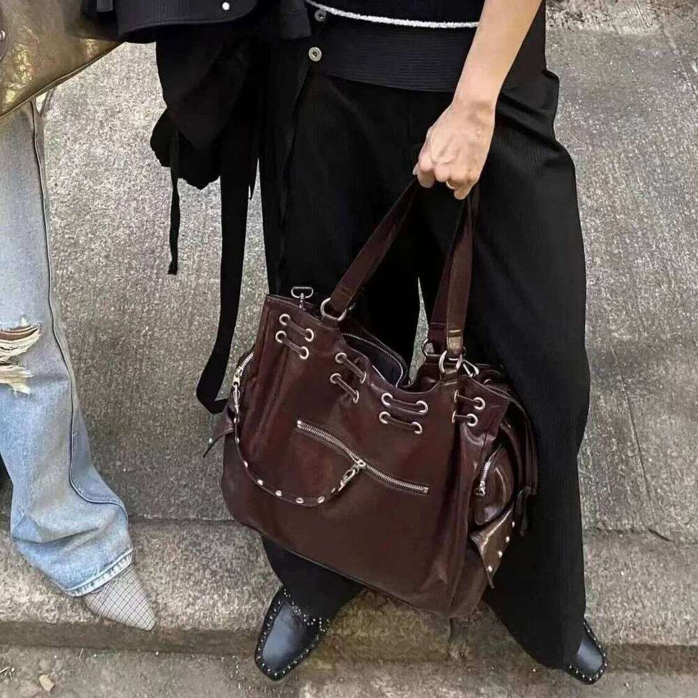 Japanese Style PU Leather Y2k Cool Large Capacity Handbag Shoulder Women's Bag Purses Women Hand Bags