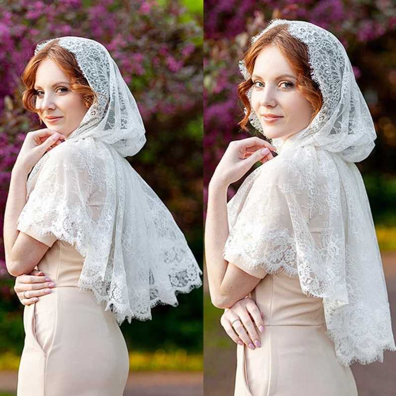 Woman Lace Shawl Wedding Church Lace Trim Scarf Soft Lightweight Scarf with Hoodie for Hot Weather Sunproof Supplies W250602