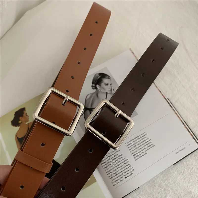PU Leather Belt For Women Square Buckle Pin Buckle Jeans Black Belt Chic Luxury Brand Ladies Vintage Strap Female Waistband XJ250602