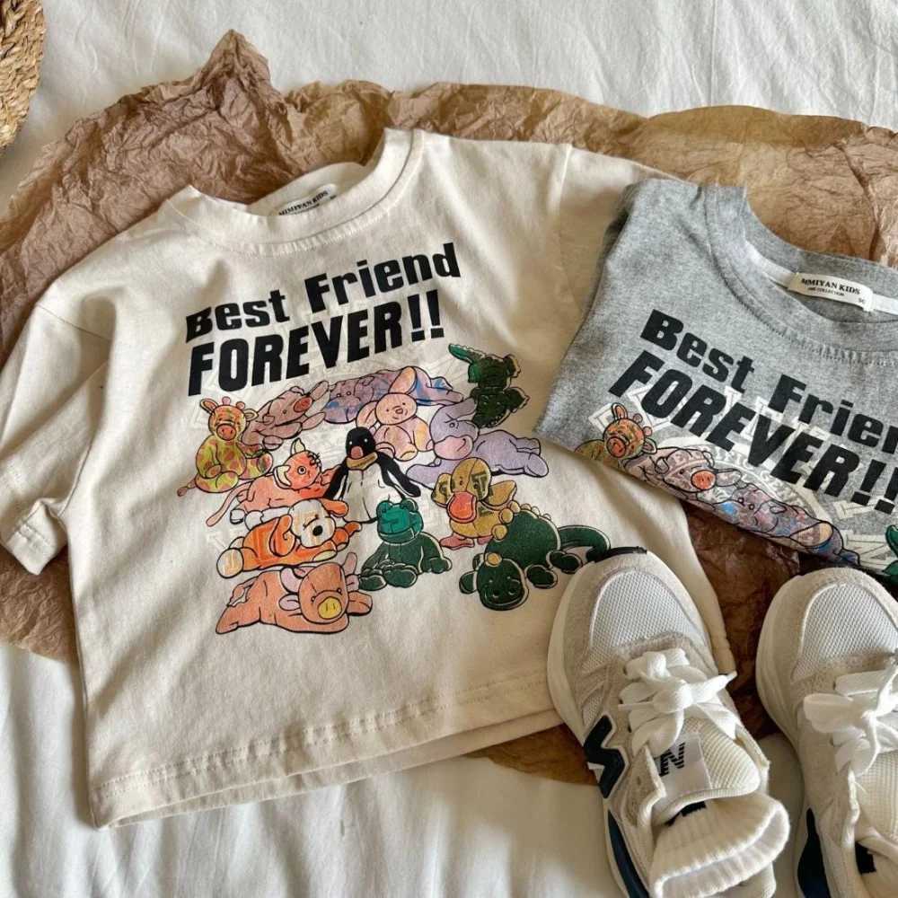 1 Short-sleeved T-shirt for Boys and Girls Cartoon Zoo Cotton Cute Top Korean Style 2025 Summer New Style T250603