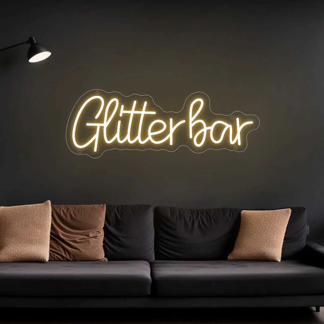 Glitter Bar Neon LED Sign Night Club Bar Party Room Wall Decor LED Neon Lights Bedroom Decoration Flash Bar Club Salon Neon SignXJ250602