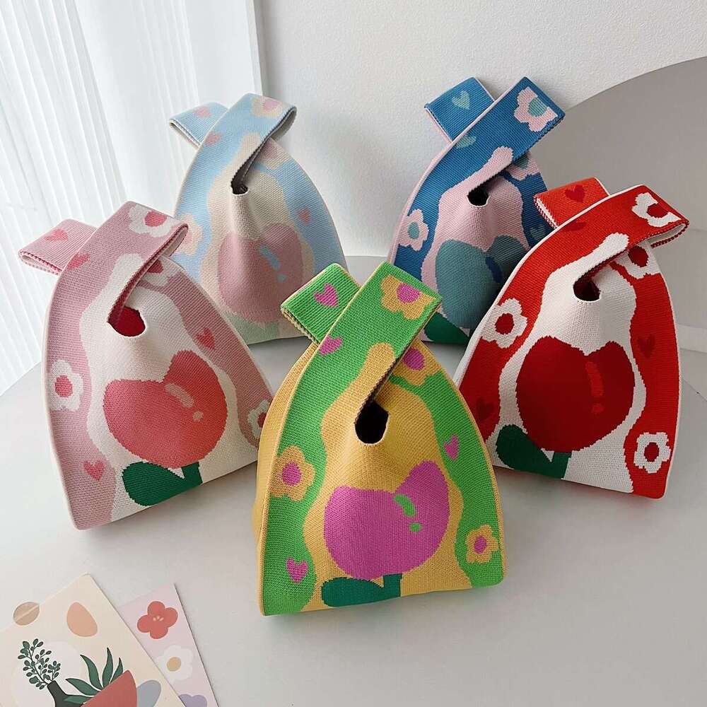 New Trendy Fashion for Women Knitted Gift Woven Handbag Tote Handheld Bag