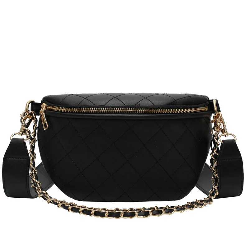 Chain Waist Bags Women Leather Fanny Pack High-quality Zipper Female Crossbody Chest packs Luxury Brand Banana Bags Phone pocket Y250603