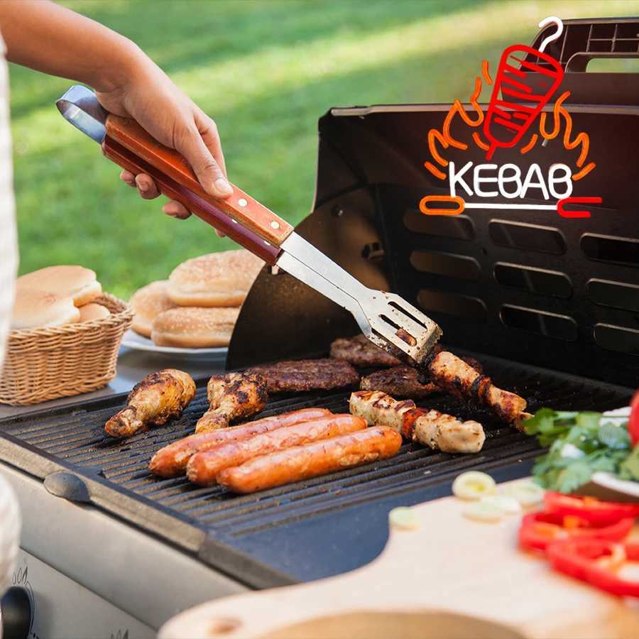 Kebab Neon Sign Neon Lights Hanging Wall Art Decor for Doner Kebab Kabob Mediterranean Restaurant or Food Shop XJ250602