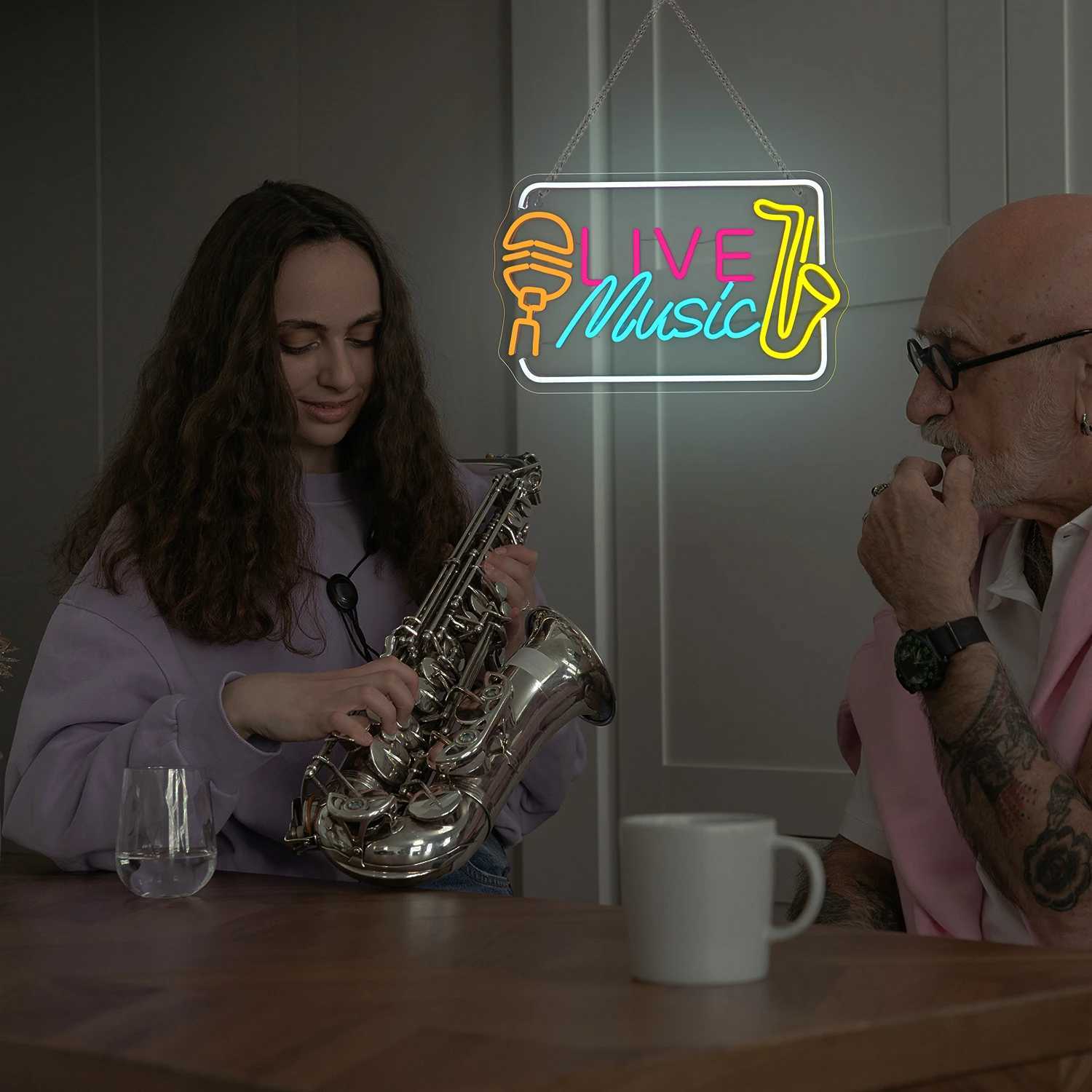 Live Music Neon Signs with Dimming Function LED Wall Decor Bedroom Mans Cave Game Room Home Bar Music Studio Night Club XJ250602