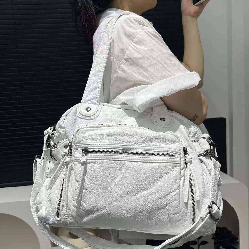 Women's Fashion Y2k Trendy Washed Motorcycle Large Capacity Vintage Korean And Japanese Style Shoulder Bag