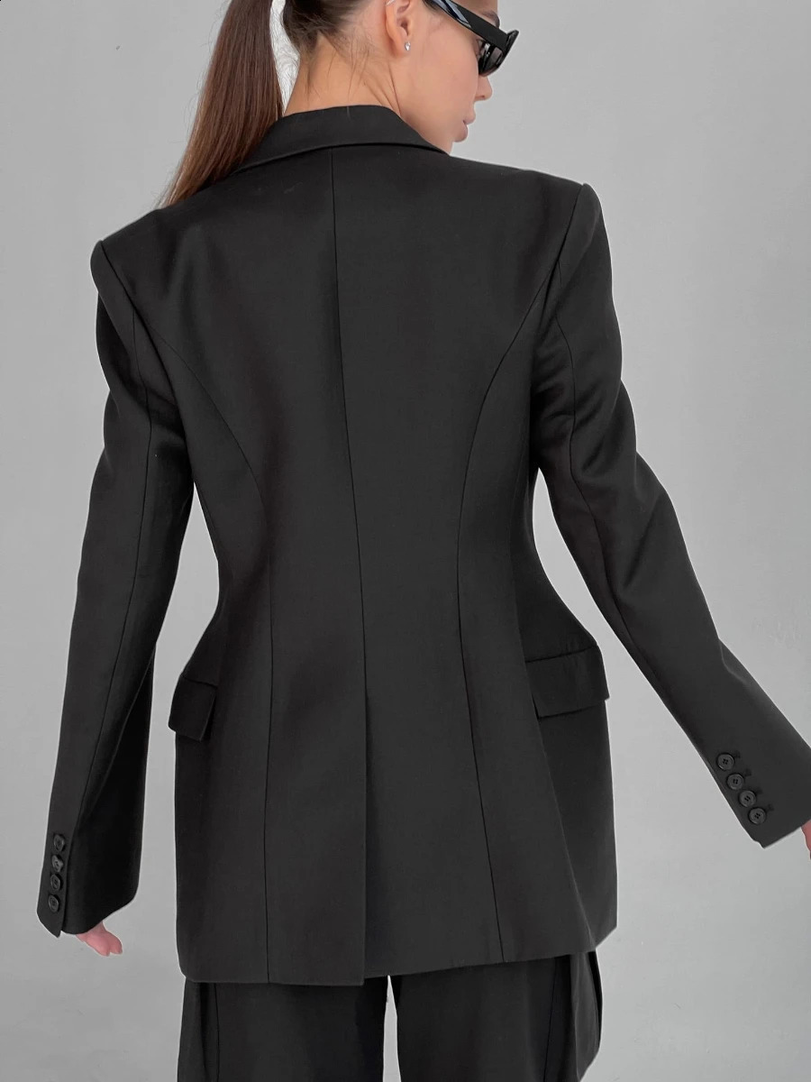 Bornladies Womens Autumn Winter Slim Waist Chic Blazer Coats Office Ladies Double Breasted Fashion Suits Jacket Women Clothing 250530