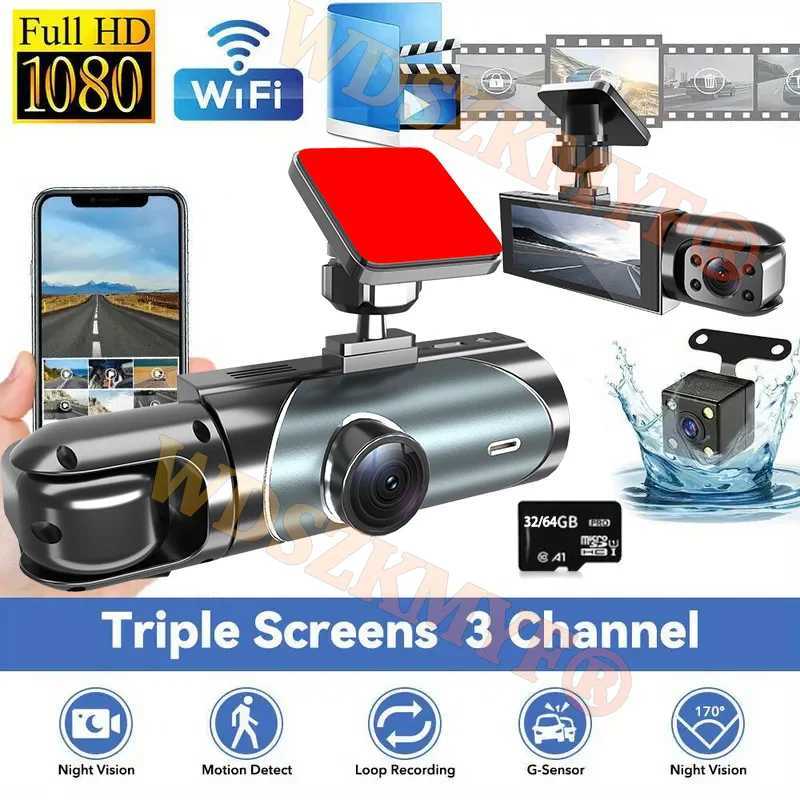 Car dvr 2/3 Camera Dash Cam For Cars Car dvr 1080P WIFI APP Car dvr Video Recorder Rear View Camera G-Sensor Black Box Car Accessory R250529