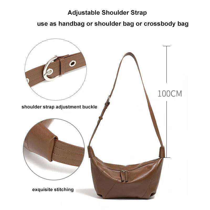 Famicare 2025 Genuine Leather Crossbody for Women Simple Dumpling Style Fashion Shoulder Bag Hobos Messenger Handbag