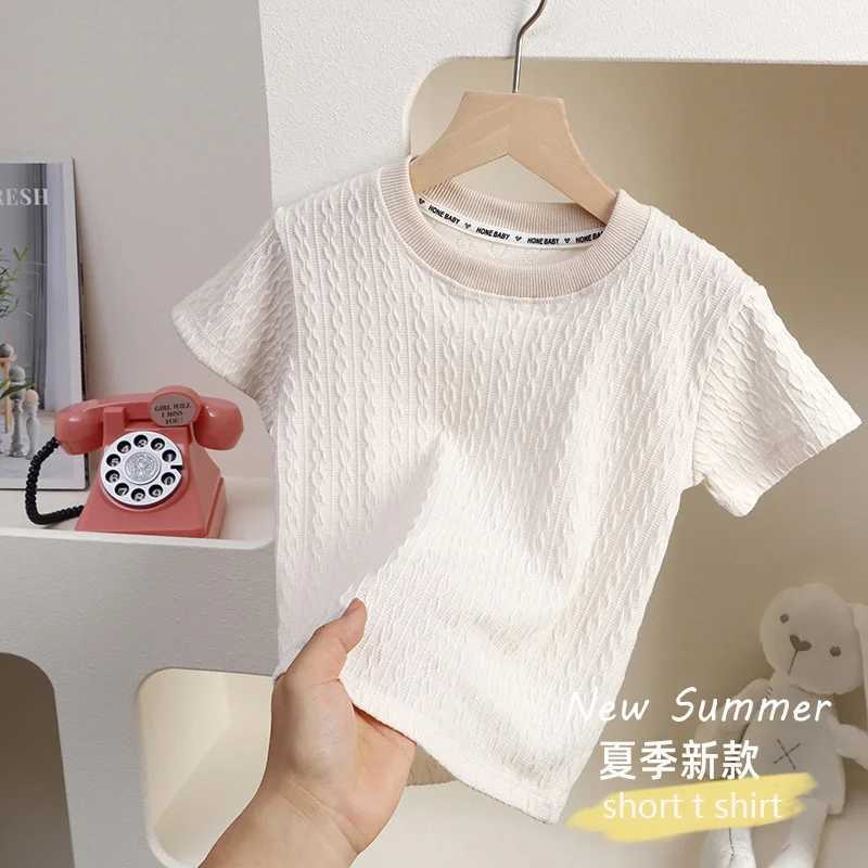 2-6Year Children Girls T-shirt Cotton Summer Solid Fashion Hollow Out Short Sleeve Baby Girls Tees Kids Casual Clothing T250603
