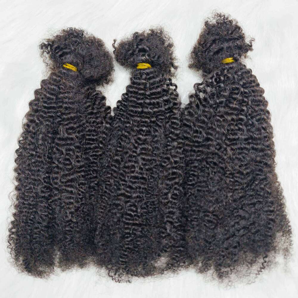 16Inch Afro Kinky Curly Extension Braid Raw Virgin Unprocessed Bulk No Weft 100% Human Hair Bundles for Locs Braids