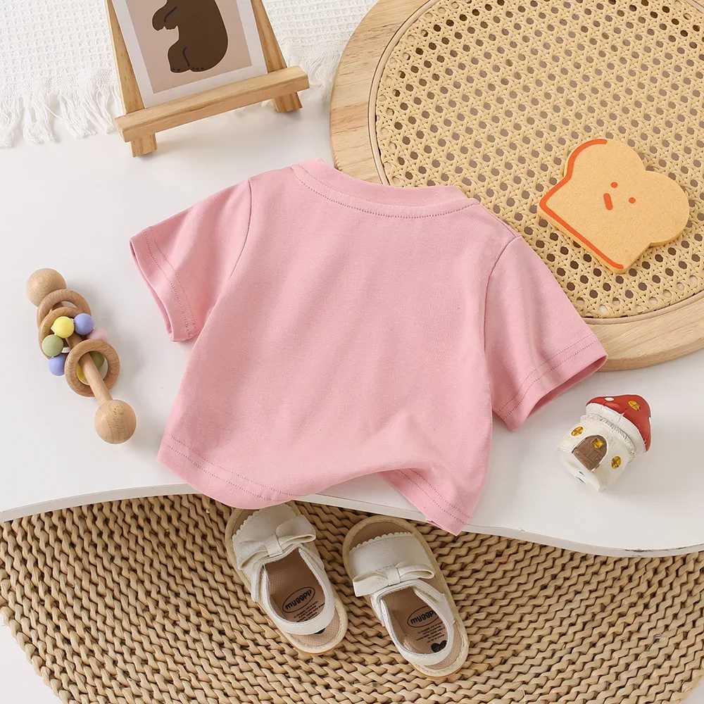 Childrens Girls T-Shirts Butterfly Knot Letter Printing Short Sleeve Top Kids Cotton Tees Clothes for Baby Girls 1 To 5 Years T250603