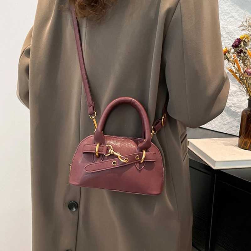 Small Size Top-handle Bags For Women Belt Buckle Design Mini Shoulder Crossbody Shell Bag Luxury Designer Purses And Handbags Y250603