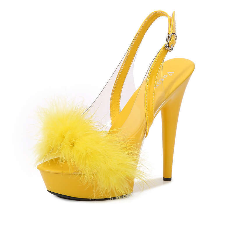 Super High Heels Maomao Hate Sky High Nightclub Stiletto Heels 13Cm Backless Sandals For Women Catwalk Pole Stage Platform High Heels