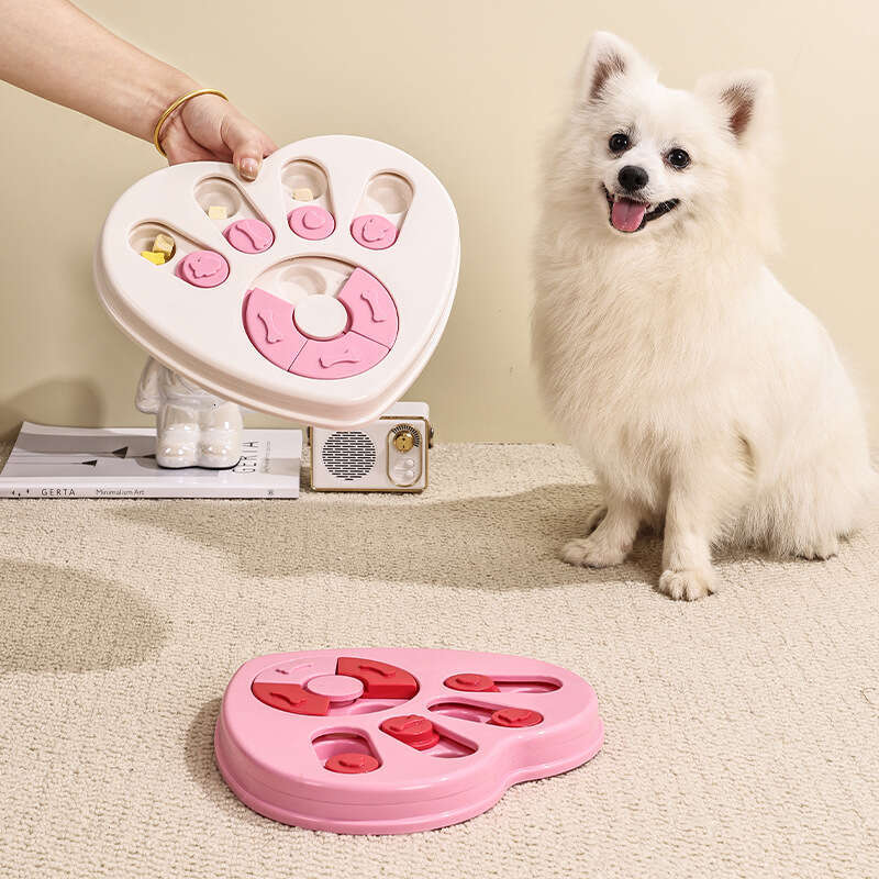 Puzzle Slow Feeder Heart Chew Toy Interactive Anti-Choking Hidden Food Dog Bowl