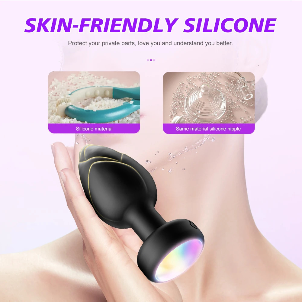 LED Colorful Light Butt Plug for Women Men Anal Plug Vibrator Wireless Remote Control Buttplug Prostate Massager Adults Sex Toys 250603