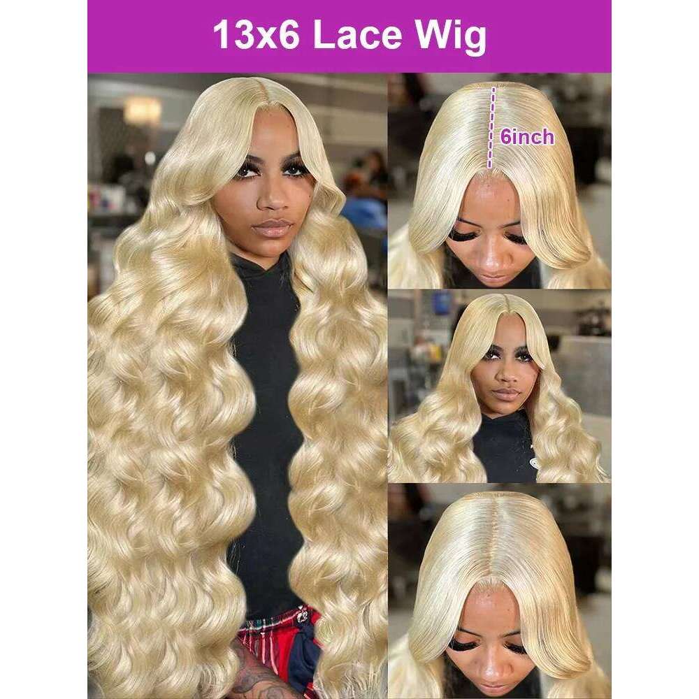 40Inch 613 Body Blonde 13x6 Hd Frontal Human Hair Brazilian Color Water Wave Lace Front Wig For Women 250% Density