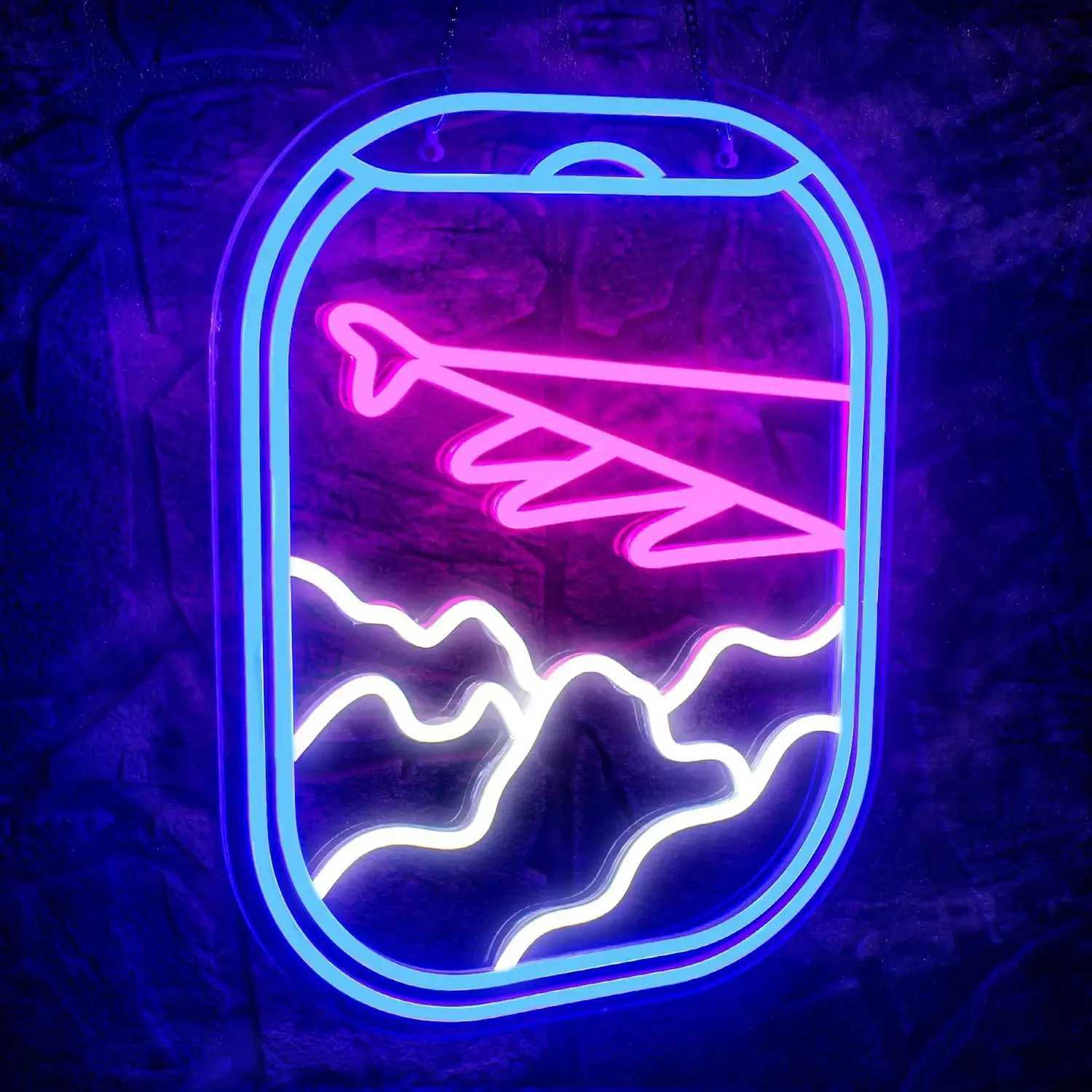Airplane Window View Neon Signs LED Clouds Neon Light For Wall Decor Bedroom Living Room Game Room Office Shop Wall Art Decor XJ250602
