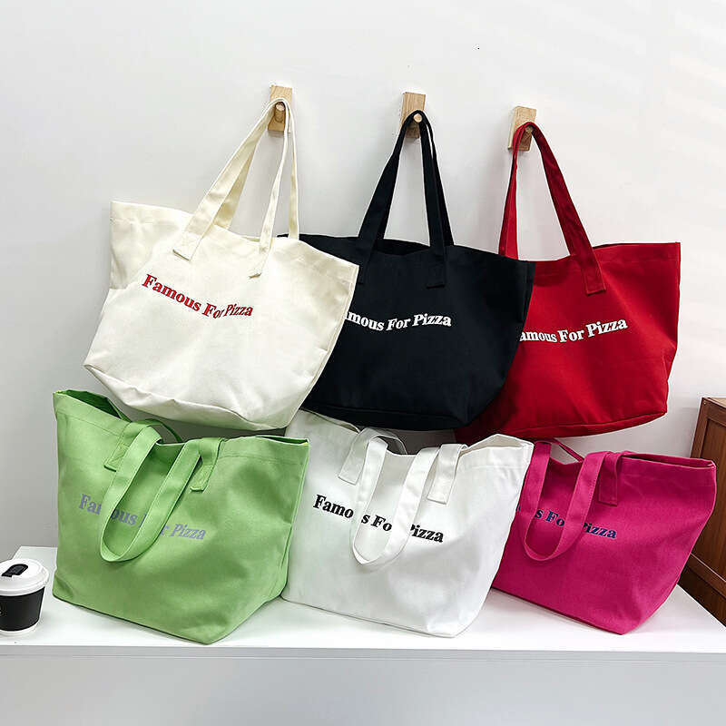 2025 New Simple Large Capacity Shoulder for Women Candy Color Trendy Handbag Niche Canvas Tote Bag